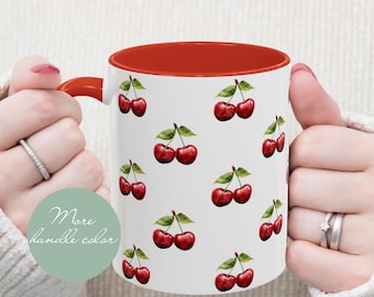 Cherry cherries coffee mug | Kitchen decor ceramic cup