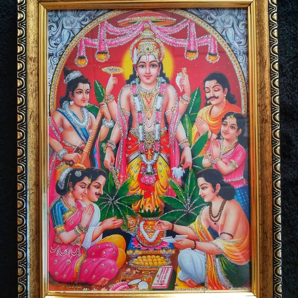 Image of the god - Vishnu - India - golden frame