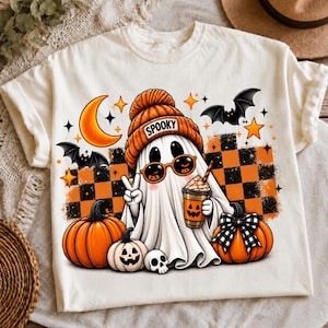 Ghost Coffee Png Spooky Season Shirt Design Halloween Ghost Pumpkin Sublimation Fall Beanie Ghost Clipart Halloween Png