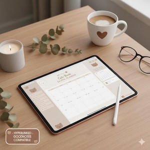 Cute Bear Digital Planner 2025, Kawaii Aesthetic Goodnotes iPad Planner, Beige Brown Daily Weekly Monthly Journal, Student Organizer PDF