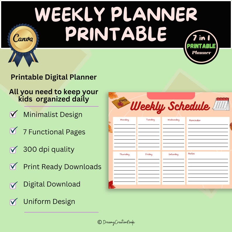 Undated Weekly Planner Printable, Kids Planner, Priority Scheduler ...