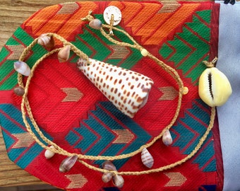 Shell Necklace “The Talisman” – Conical Pendant & Braided Natural Fiber – Handmade Ocean Spiritual Jewelry – Unique Piece