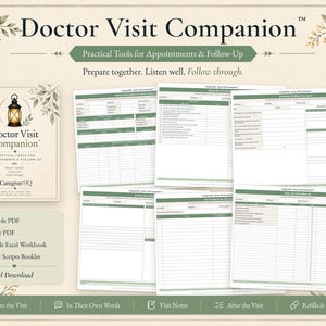 Doctor Appointment Organizer and Visit Log, Caregiver Binder Printable, Fillable PDF, Excel | CaregiverHQ - Doctor Visit Companion image 1