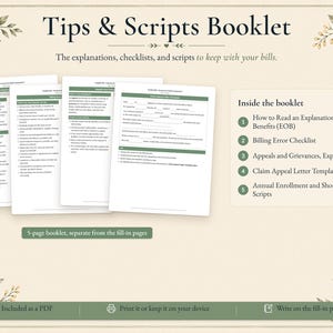 Tracker voor medische rekeningen en verzekeringsclaims, EOB-logboek, printbare map voor mantelzorgers, invulbaar PDF-bestand | CaregiverHQ - Verzekerings- en claimsgids afbeelding 6