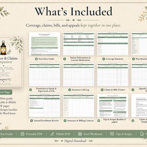 Tracker voor medische rekeningen en verzekeringsclaims, EOB-logboek, printbare map voor mantelzorgers, invulbaar PDF-bestand | CaregiverHQ - Verzekerings- en claimsgids afbeelding 2
