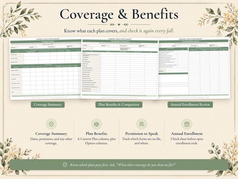 Tracker voor medische rekeningen en verzekeringsclaims, EOB-logboek, printbare map voor mantelzorgers, invulbaar PDF-bestand | CaregiverHQ - Verzekerings- en claimsgids afbeelding 3