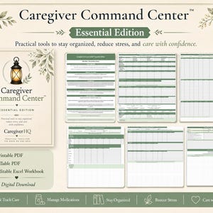 Caregiver Command Center, Caregiver Binder Printable, Medication Tracker, Medical Binder for Aging Parents | CaregiverHQ