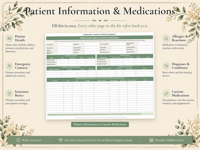Tracker voor medische rekeningen en verzekeringsclaims, EOB-logboek, printbare map voor mantelzorgers, invulbaar PDF-bestand | CaregiverHQ - Verzekerings- en claimsgids afbeelding 5