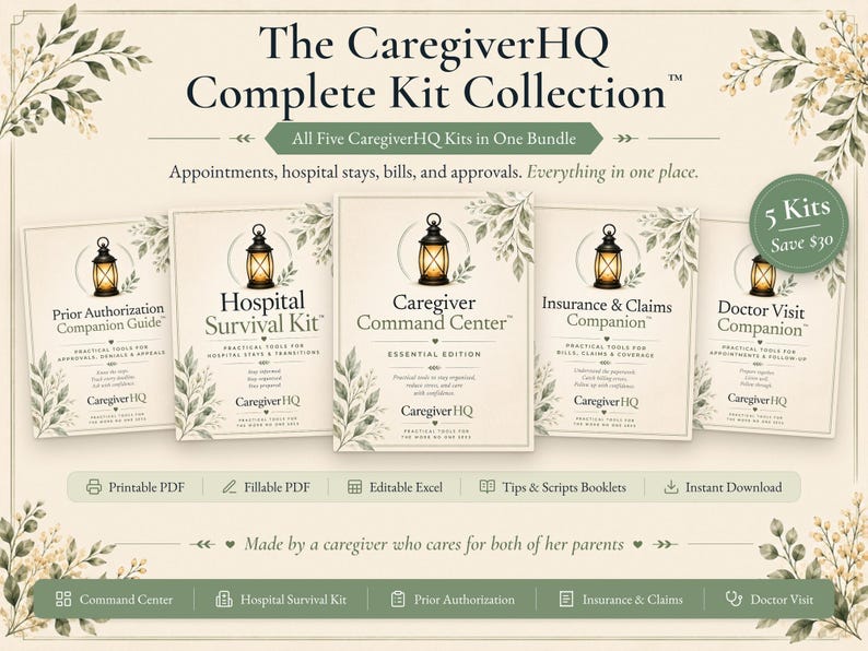 Caregiver Binder Bundle, Medical Binder Printable, Hospital Planner, Christian Caregiver Gift | CaregiverHQ Complete Kit Collection image 1
