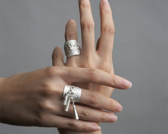 Silver signet ring, Dragon Ring, Minimalist ring, Signet ring, Engraved ring, Adjustable ring, Couple ring, Signet ring men, Cameo ring
