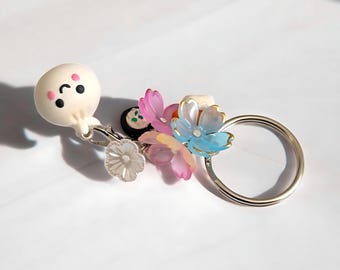 Cute Dumpling Keyring, Bao Food Polymer Clay Keychain, Kawaii Gift For Her, Birthday Present Idea