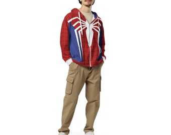 Spiderman-inspired unisex zip-up sweatshirt