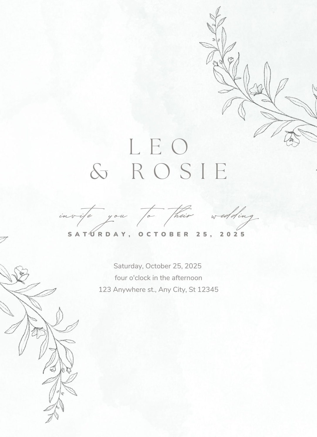 Editable Minimalist Wedding Invitation Template Etsy