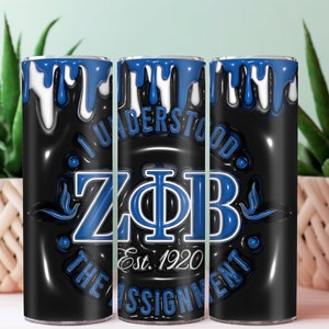 3D Inflated Zeta Phi Beta 20oz Tumbler Sublimation PNG