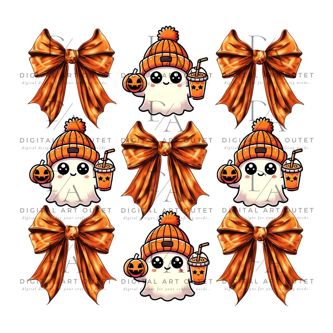 Cute Halloween Ghost With Coquette Bow PNG Sublimation Design - Etsy