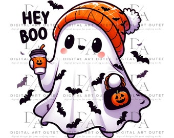Cute Ghost Halloween PNG Sublimation Design