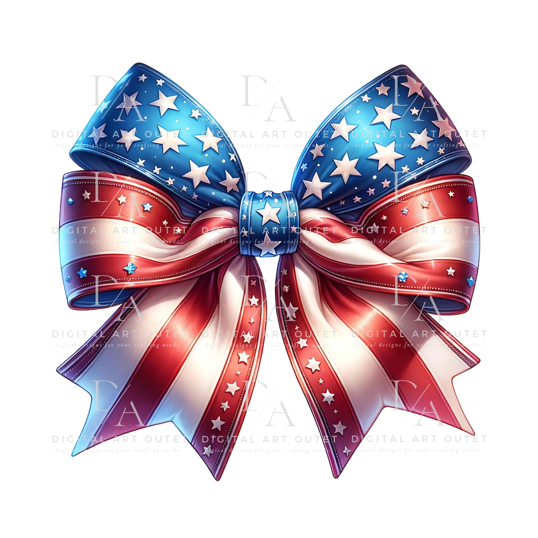 4th of July USA Coquette Bow PNG Sublimation Design - Etsy