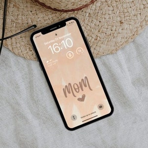 Blush Pink Love Mom Phone Wallpaper | iPhone wallpapers | Home screen backgrounds |Mom Wallpaper | Minimalist Backgrounds | Instant Download