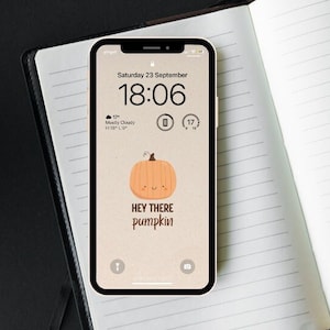 Brown And Peach Pumpkin Minimalist Phone Wallpaper | Minimalist Quote Backgrounds Lock screen | Home screen backgrounds | Instant Download