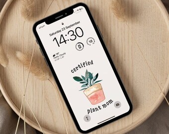 Neutral iPhone wallpapers |Minimalist Backgrounds Lock screen | Home screen backgrounds | Certified Plant Mom Watercolour | Instant Download