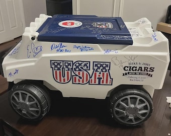 Super Bowl NFL - Self Driving Ditka & Jaws Autographed Ice Cooler!