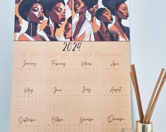 BOLD BLACK WOMEN Unframed Art Poster Calendar, A3 Size, 2024 Year, Glossy Finish, Empowering Wall Decor