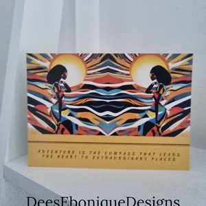 EMPOWERING A6 POSTCARD, Black Woman Art for Holidays – Glossy Finish with Travel Quotes, Travel, Gift for Her