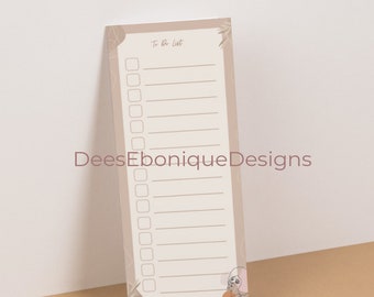 Black Woman To-Do List Notepad, Bohemian Stationery, Gift for Her