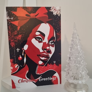 Carte de Noël FEMME NOIRE - Carte de voeux, carte de Noël pour elle, oeuvre d&#39;art femmes noires, Thanksgiving, fille noire