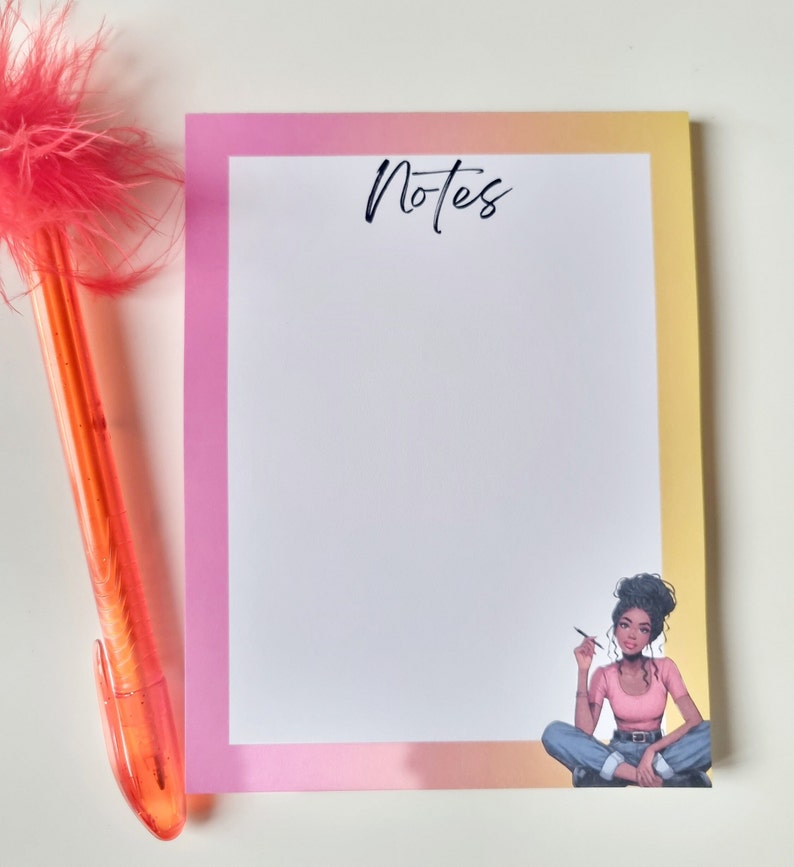 BLACK A6 WOMAN NOTEPAD, Tearaway Notes, Unique Stationery Gifts