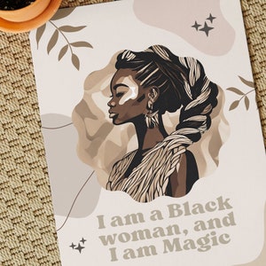 10 CARTES D'AFFIRMATION UNIQUES, oeuvre d'art femme noire, cartes de motivation, citations positives, A7, amour de soi, magie noire