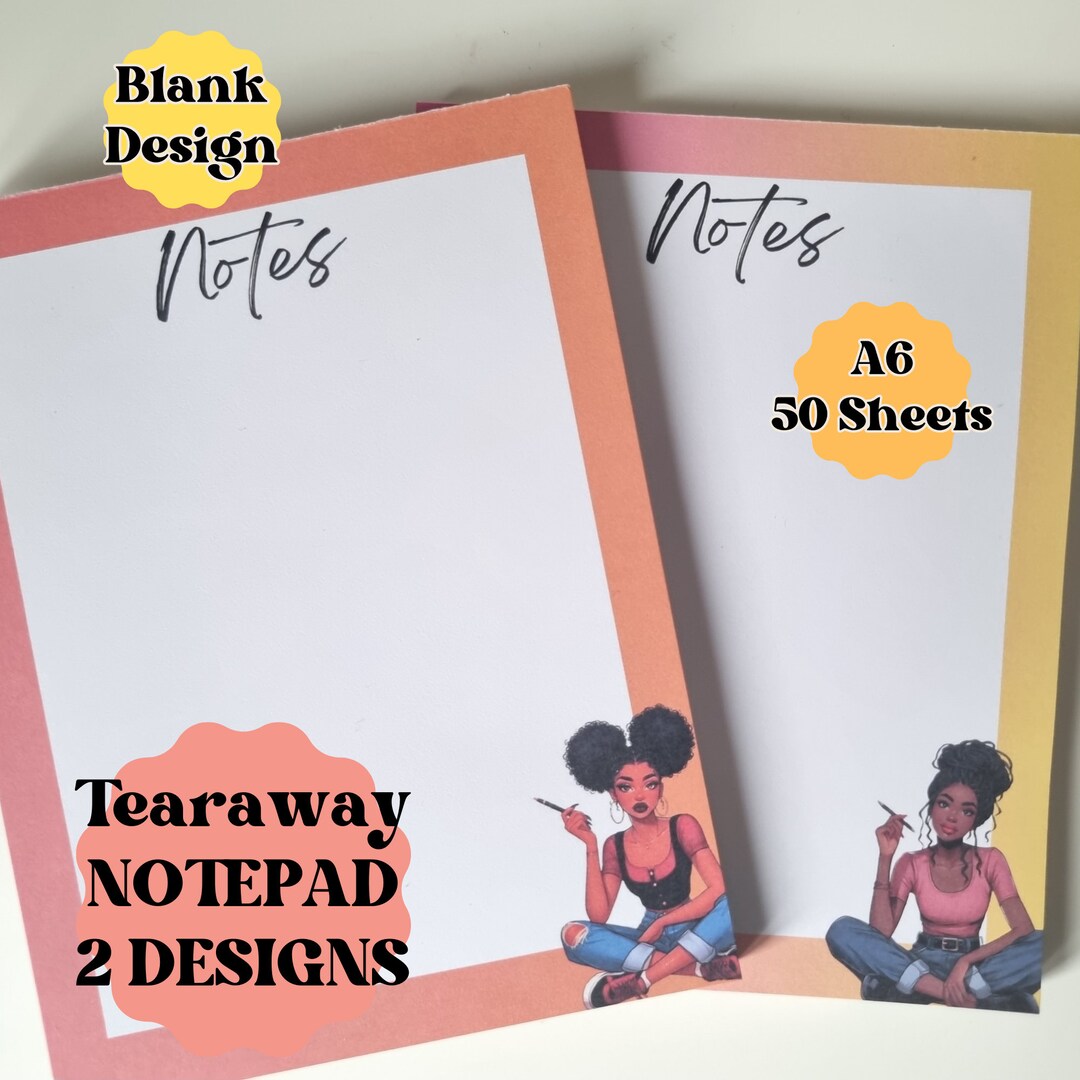 BLACK A6 WOMAN NOTEPAD, Tearaway Notes, Unique Stationery Gifts