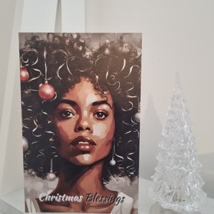 Cartes de Noël ethniques, conception d&#39;art culturel, cartes de vœux avec art noir, carte de Noël femme noire