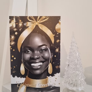 CARTOLINA DI NATALE ETICA, Biglietti di auguri di arte nera, Auguri di buone feste, Natale nero, Regalo di festa, Biglietto di Natale donna nera