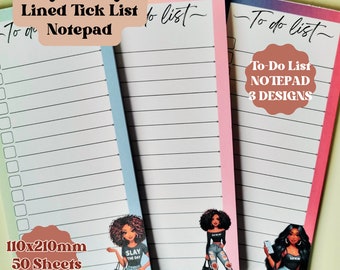 Slay The Day To-Do List Notepad, Black Woman Design, 50 Tear-Off Sheets