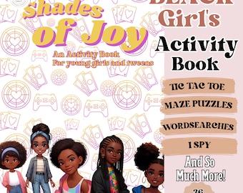 Black Girls Activity Book, Diverse Illustrations, 36 Pages