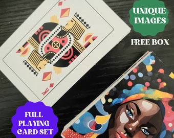 BLACK QUEENS PLAYING Cards, Black Woman Deck of Playing Cards, Customised Deck, Unique Playing Cards, Card Game Gift