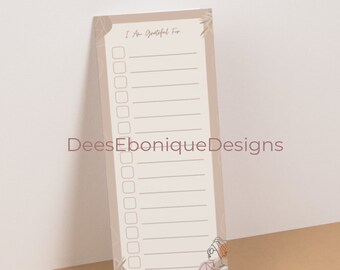 Black Woman Gratitude Notepad, Boho Stationery, I am Grateful For List