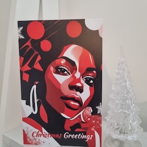 Carte de Noël FEMME NOIRE - Carte d&#39;art femme noire, carte de voeux de Noël pour elle, Thanksgiving, filles noires