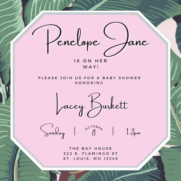 Beverly Hills Theme | Palm Leaf Invitation Template