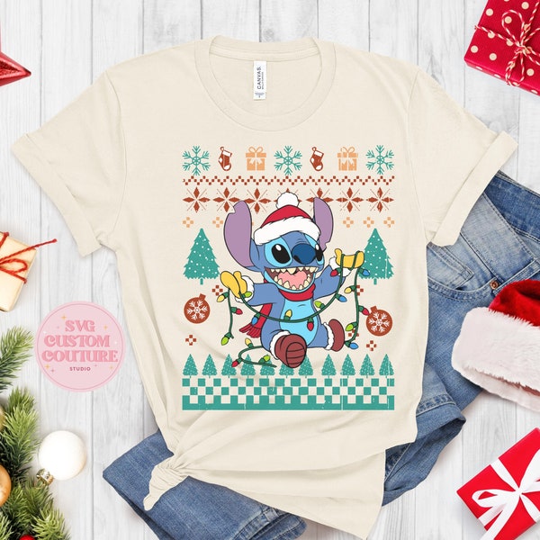 Ugly sweater Stitch svg png, Christmas Stitch png svg, Ugly Sweater Holiday Shirt Svg Png, Digital Download, Christmas light ugly sweater