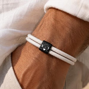 Personalised Initial Bracelet, Adjustable Cord Rope Bracelet, Custom Engraved Gift for Him, Dad, Boyfriend or Couple
