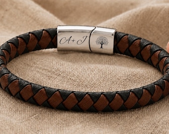 Personalised Leather Bracelet for Men – Engraved Hidden Message Bracelet, Custom Gift for Him, Dad, Husband or Boyfriend