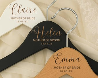 Personalized Wedding Hanger – Engraved Wooden Bridal Party Gift - Custom Bride & Groom Keepsake