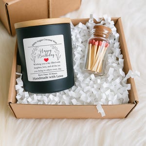 Personalized Happy Birthday Coconut Candle – Custom Scented Gift for Her, Him, or Friend | Handmade Coconut Wax Jar