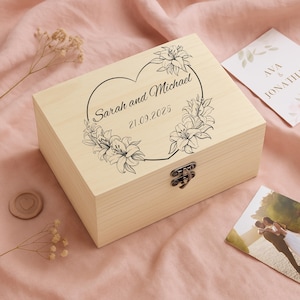 Personalised Wooden Keepsake Box – Custom Memory Gift Box for Wedding, Baby, or Special Moments – Rustic Engraved Storage Box