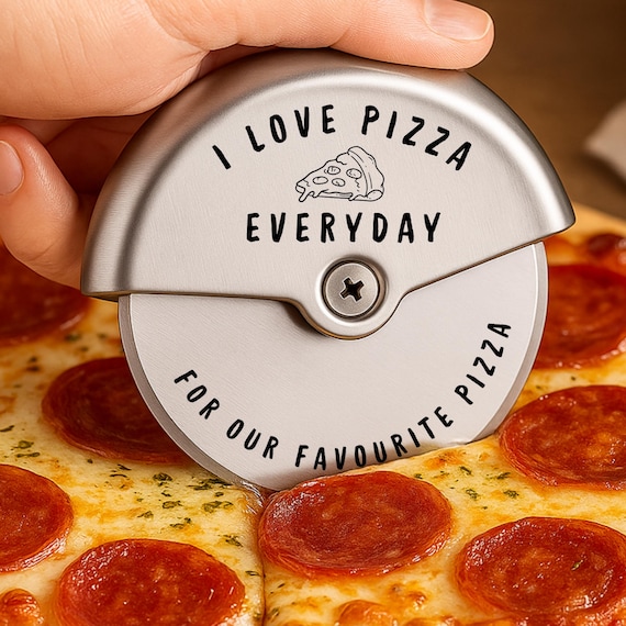Personalised Pizza Cutter Wheel – Engraved Stainless Steel Pizza Tool, Custom Kitchen Gift for Him Her Couples Housewarming