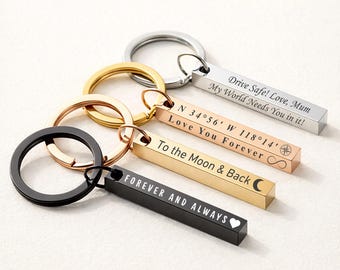 Personalised Drive Safe Keyring – Engraved Bar Keychain Gift for New Driver, Boyfriend, Girlfriend, Husband or Wife