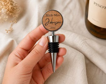 Personalised Wine Bottle Stopper Custom Engraved Bottle Stopper, Engagement Wedding Gift, Gift for Couple or Mum