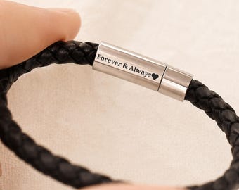 Personalized Leather Bracelet, Engraved Hidden Message Bracelet ,Custom Bracelet For Men, Gift for Him